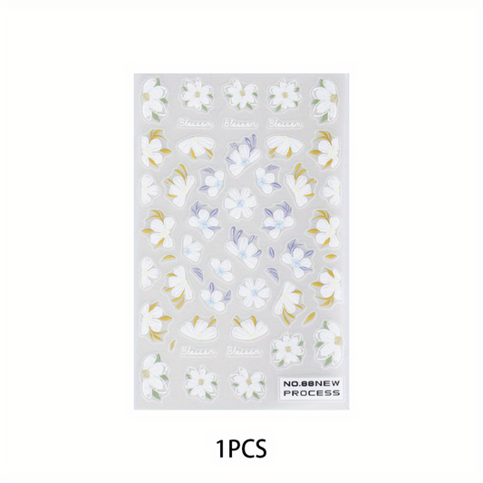 Colorful 3D Butterfly Flower Daisy Nail Art Stickers Decals