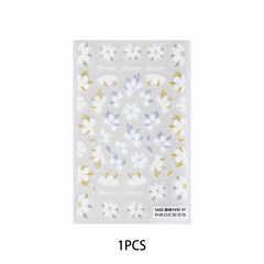 Colorful 3D Butterfly Flower Daisy Nail Art Stickers Decals