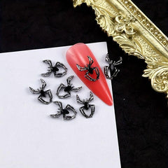 10pcs Halloween 3D Alloy Spider Nail Art Charms with Rhinestones