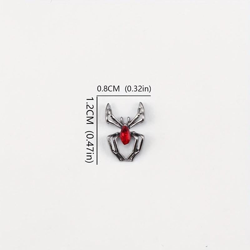 10pcs Halloween 3D Alloy Spider Nail Art Charms with Rhinestones