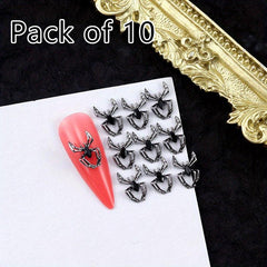 10pcs Halloween 3D Alloy Spider Nail Art Charms with Rhinestones
