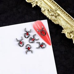 10pcs Halloween 3D Alloy Spider Nail Art Charms with Rhinestones