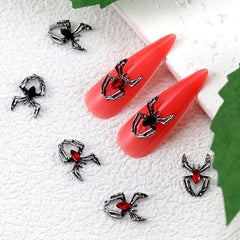 10pcs Halloween 3D Alloy Spider Nail Art Charms with Rhinestones