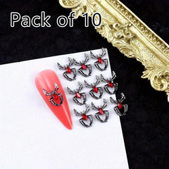 10pcs Halloween 3D Alloy Spider Nail Art Charms with Rhinestones
