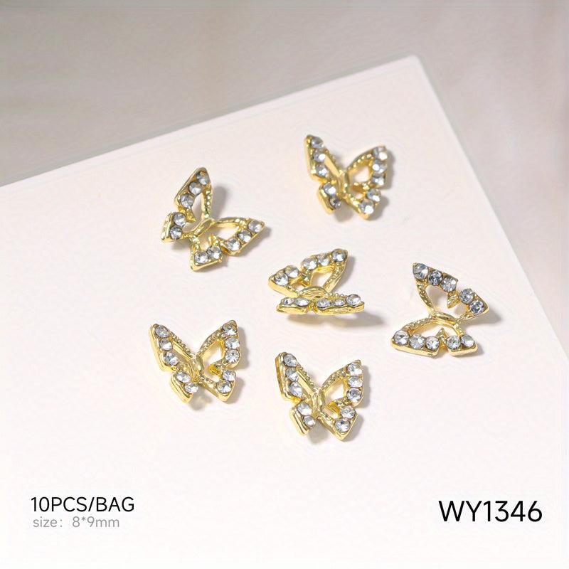 10pcs 3D Alloy Butterfly Star Nail Charms