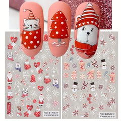 6pcs Christmas Nail Art Stickers Self Adhesive Decals for Parties
