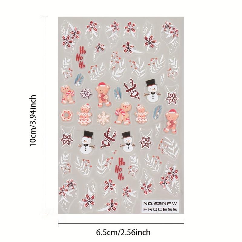 6pcs Christmas Nail Art Stickers Self Adhesive Decals for Parties