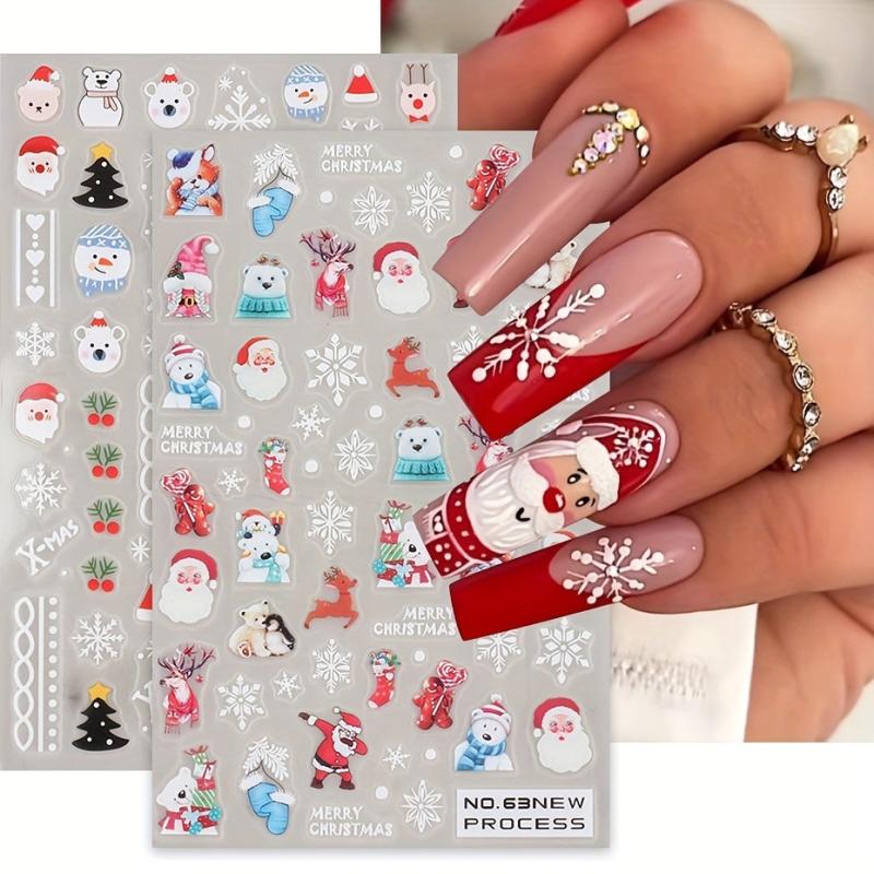 6pcs Christmas Nail Art Stickers Self Adhesive Decals for Parties