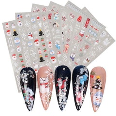 6pcs Christmas Nail Art Stickers Self Adhesive Decals for Parties