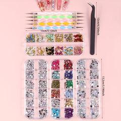48 Grids Nail Rhinestones Multicolor Flat Back Gems Stones DIY Nail Art
