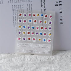 4pcs 5D Embossed Flower Nail Art Stickers Self Adhesive Nail Art Decals