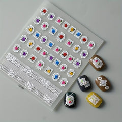 4pcs 5D Embossed Flower Nail Art Stickers Self Adhesive Nail Art Decals