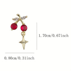 Cherry Pendant Rivet Rhinestones Nail Art Decoration