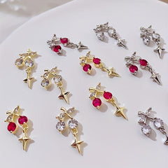 Cherry Pendant Rivet Rhinestones Nail Art Decoration