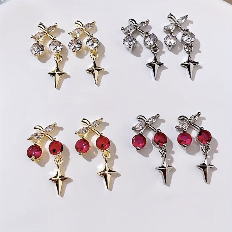 Cherry Pendant Rivet Rhinestones Nail Art Decoration
