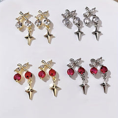 Cherry Pendant Rivet Rhinestones Nail Art Decoration