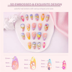 5D Embossed Daisy Nail Art Stickers With Tweezers