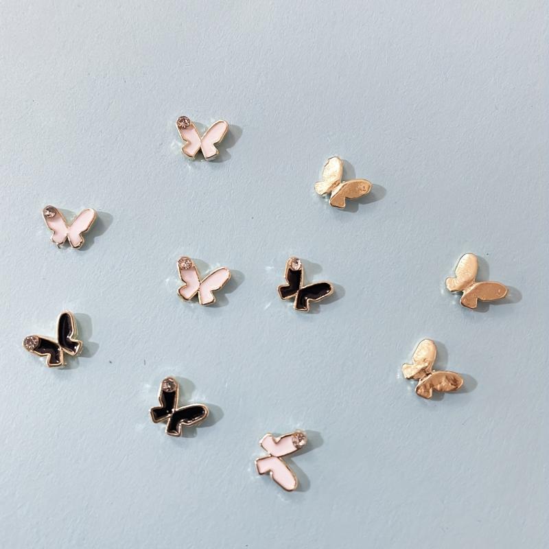 10pcs Mini Butterfly Nail Art Stickers w/ Metal Flash for Nail Decoration