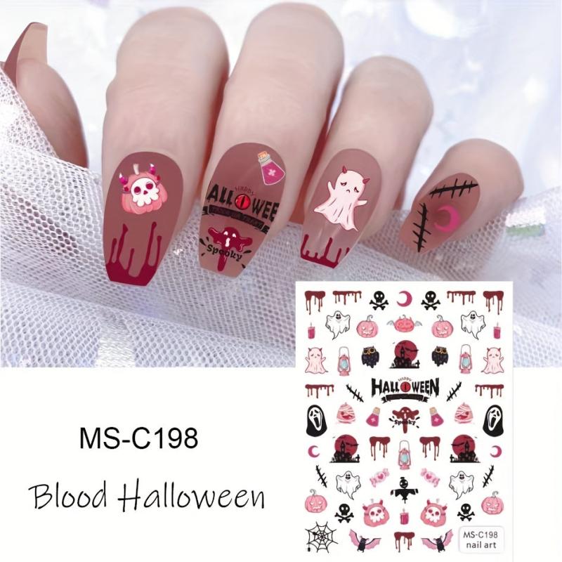 Halloween Pumpkin Cat Spider Nail Art Stickers Self Adhesive Decals