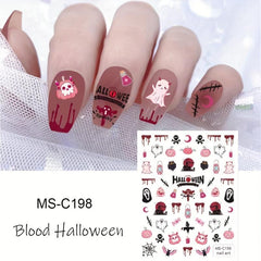 Halloween Pumpkin Cat Spider Nail Art Stickers Self Adhesive Decals