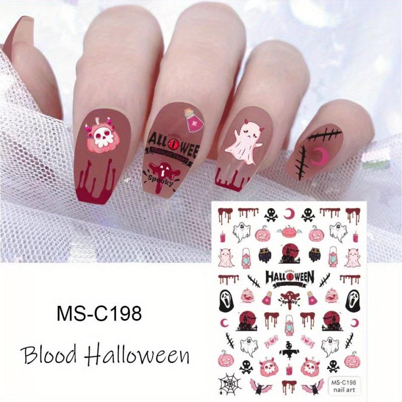 Halloween Pumpkin Cat Spider Nail Art Stickers Self Adhesive Decals