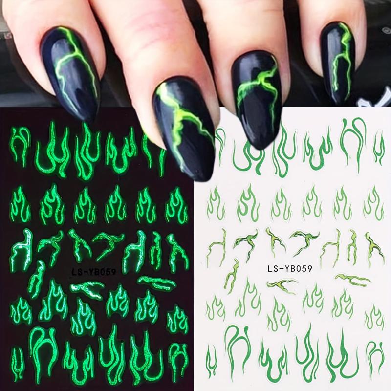 3D Luminous Halloween Nail Stickers - Self Adhesive Nail Art Decals