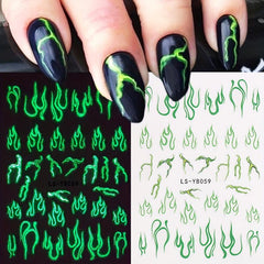 3D Luminous Halloween Nail Stickers - Self Adhesive Nail Art Decals