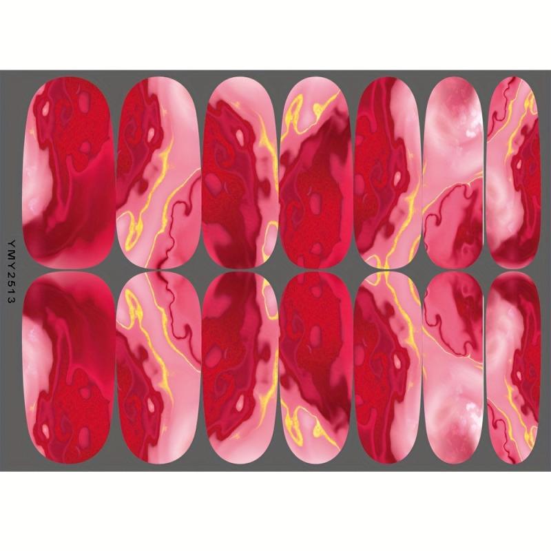 Marble Flower Nail Polish Stickers - Self Adhesive Gel Nail Decals