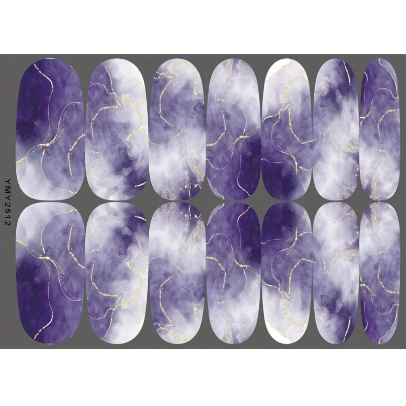 Marble Flower Nail Polish Stickers - Self Adhesive Gel Nail Decals