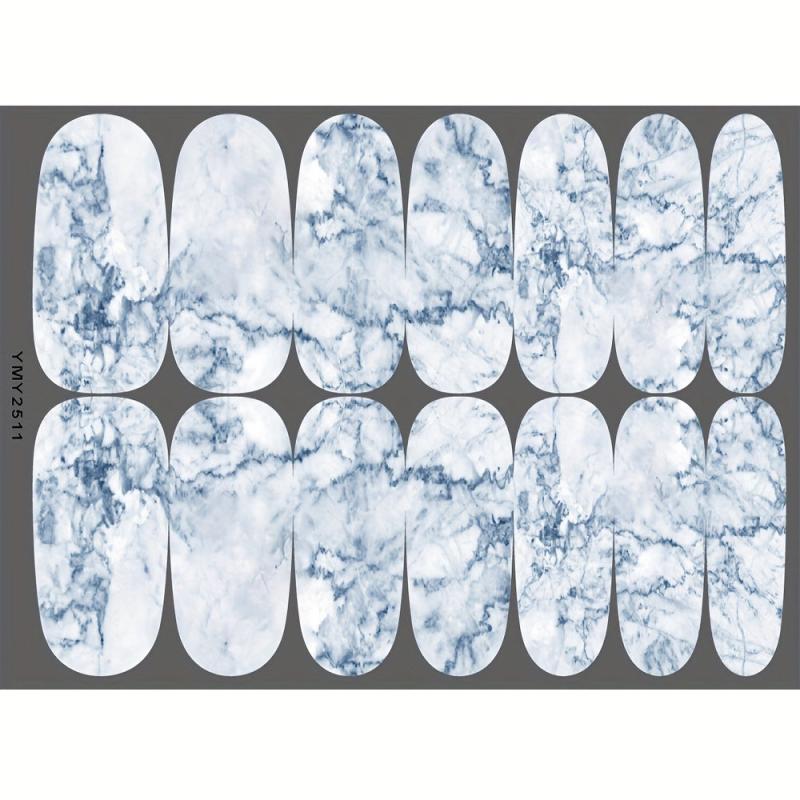 Marble Flower Nail Polish Stickers - Self Adhesive Gel Nail Decals