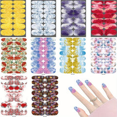 Marble Flower Nail Polish Stickers - Self Adhesive Gel Nail Decals