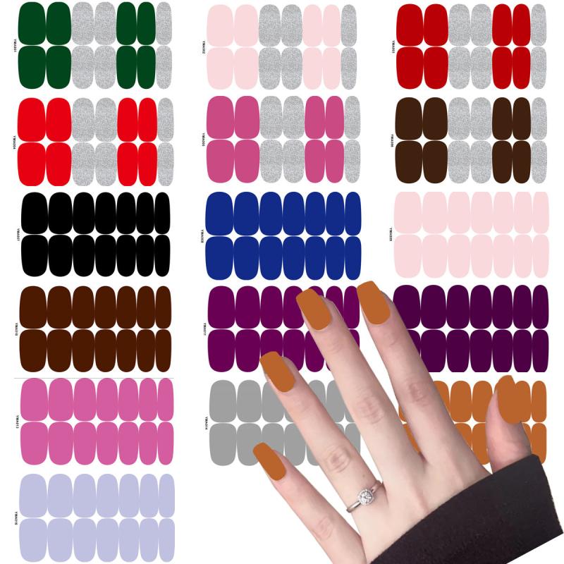 16 Sheets Glitter Nail Polish Stickers Self Adhesive Gel Nail Strips Art Decals