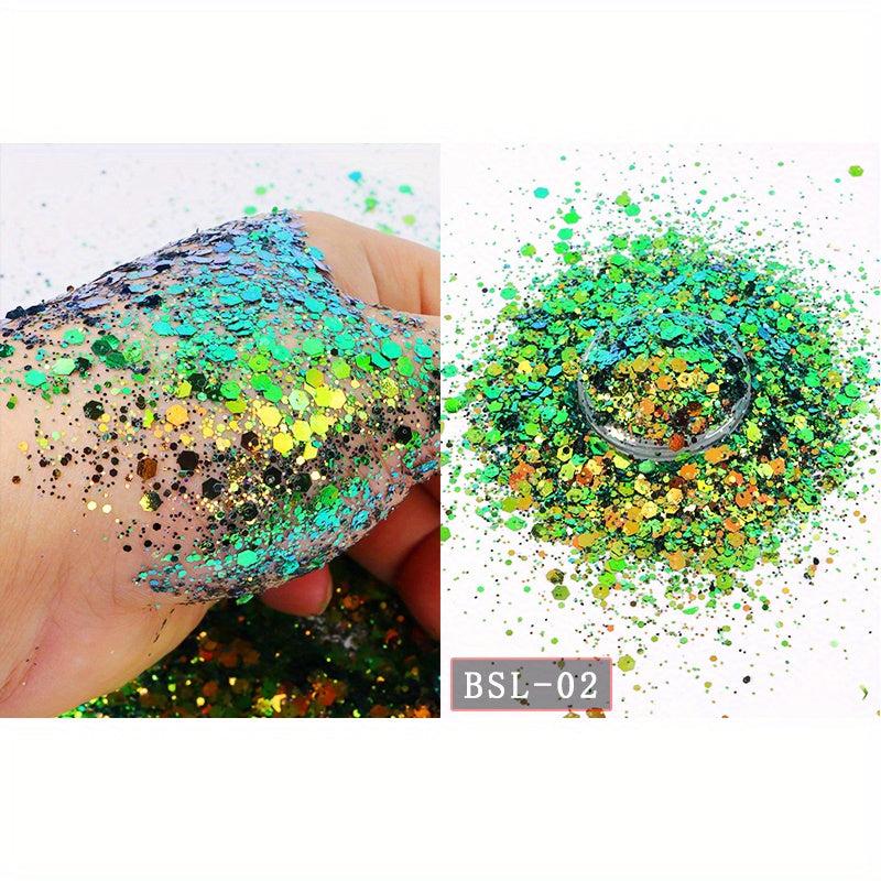 12 Colors Holographic Nail Glitter Powder Hexagon Flakes Sequins 10g