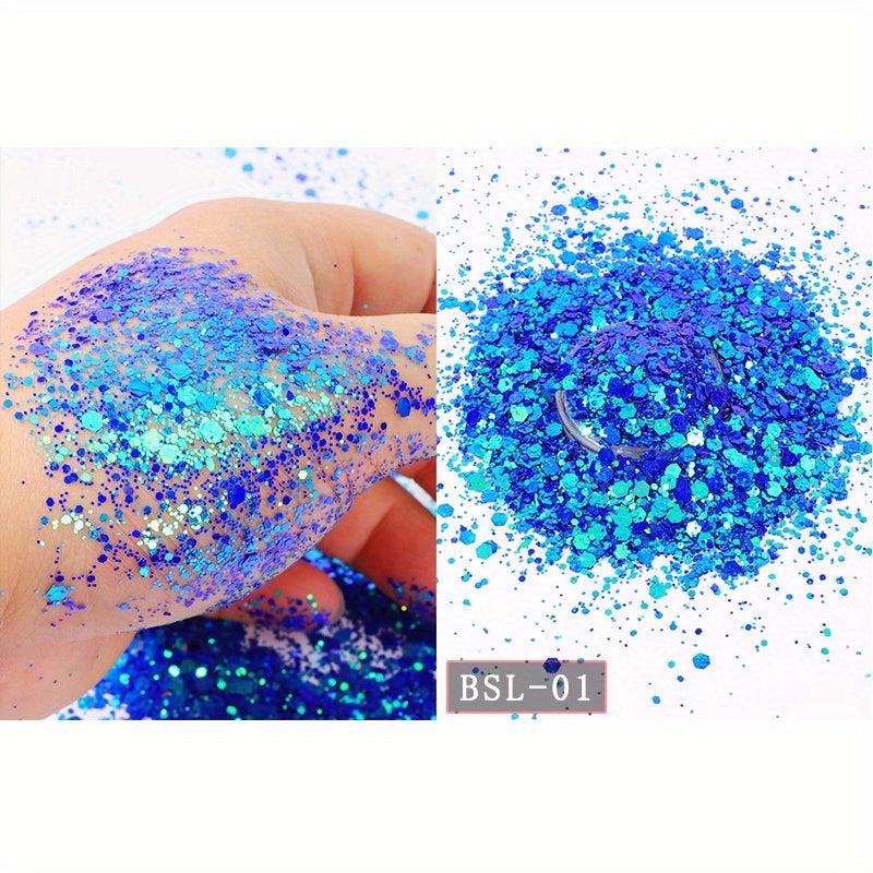 12 Colors Holographic Nail Glitter Powder Hexagon Flakes Sequins 10g