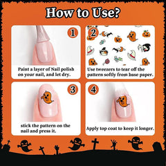 Luminous Halloween Nail Art Stickers Skull Ghost Pumpkin Decals