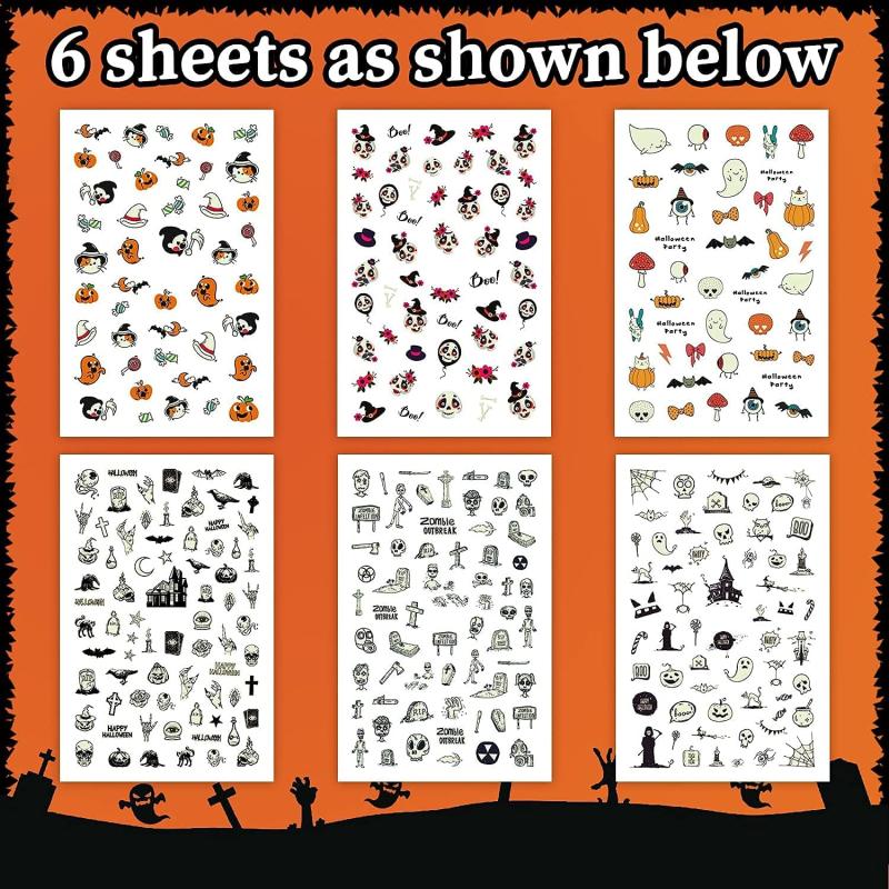 Luminous Halloween Nail Art Stickers Skull Ghost Pumpkin Decals