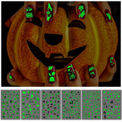 Luminous Halloween Nail Art Stickers Skull Ghost Pumpkin Decals