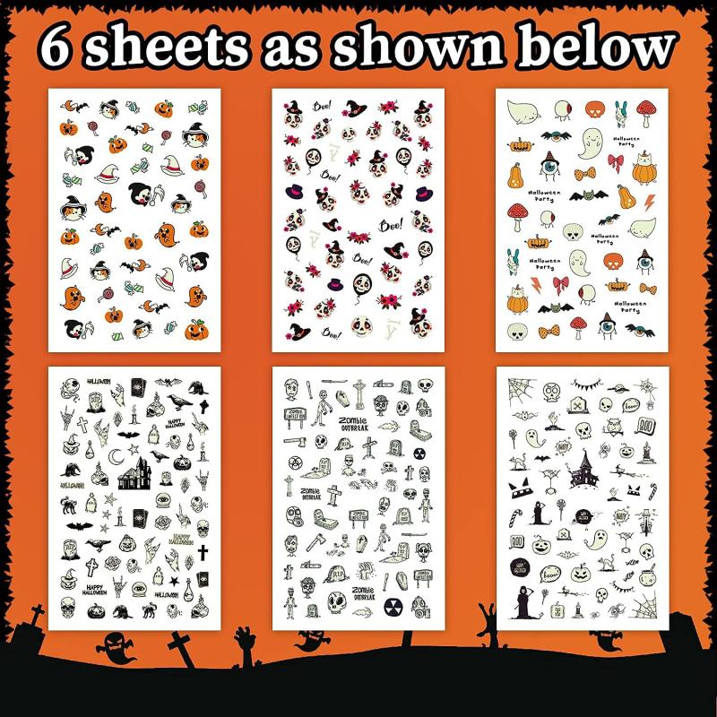 Luminous Halloween Nail Art Stickers Skull Ghost Pumpkin Decals