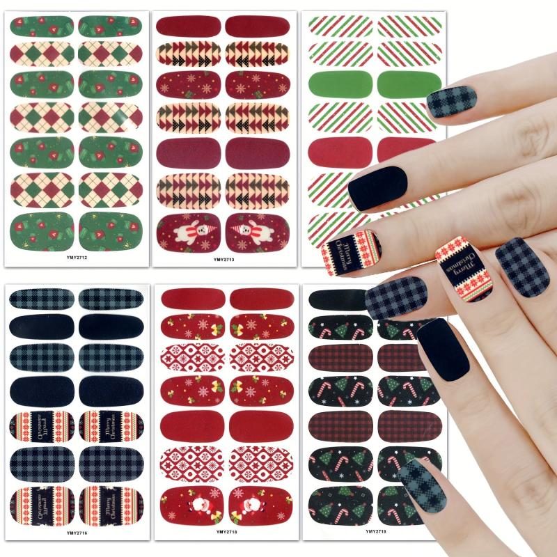 6 Sheets Christmas Nail Polish Stickers with 3 Nail Files