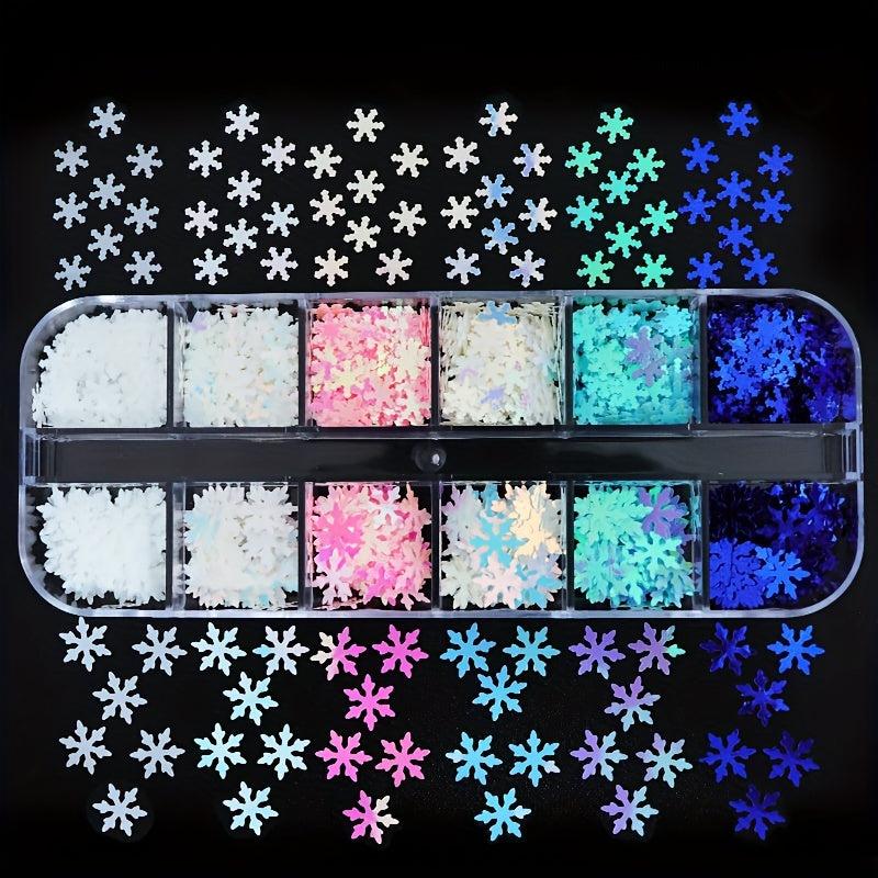 Christmas Snowflake Nail Glitter Sequins Holographic Flakes Iridescent Sticker