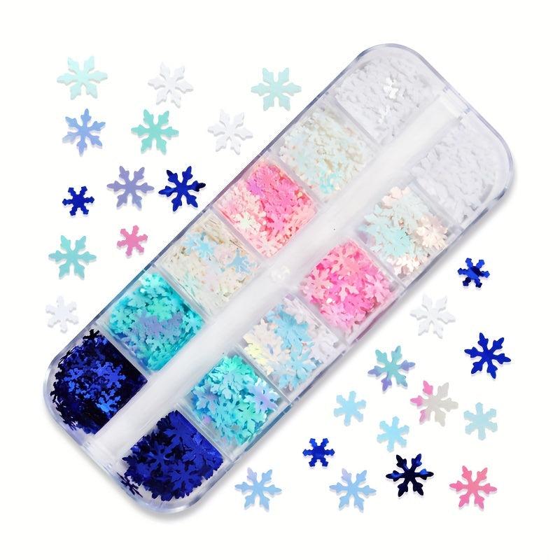 Christmas Snowflake Nail Glitter Sequins Holographic Flakes Iridescent Sticker