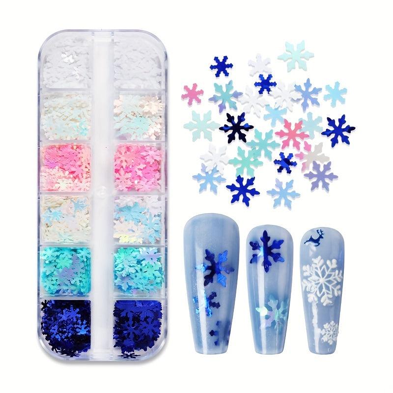 Christmas Snowflake Nail Glitter Sequins Holographic Flakes Iridescent Sticker