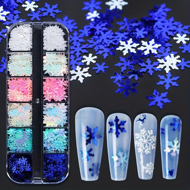 Christmas Snowflake Nail Glitter Sequins Holographic Flakes Iridescent Sticker