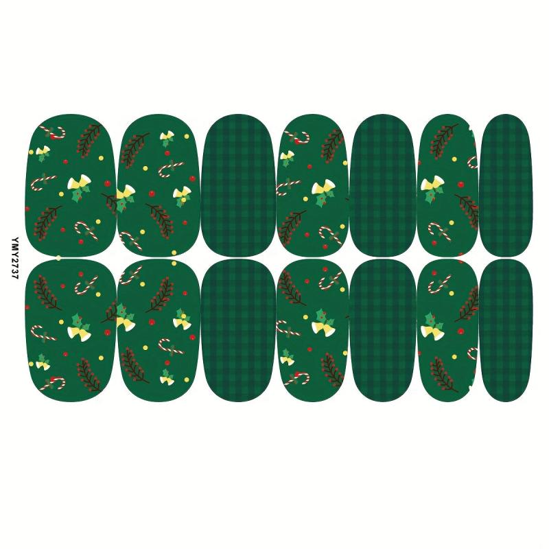 Christmas Plaid Nail Polish Stickers - Festive Holiday Designs