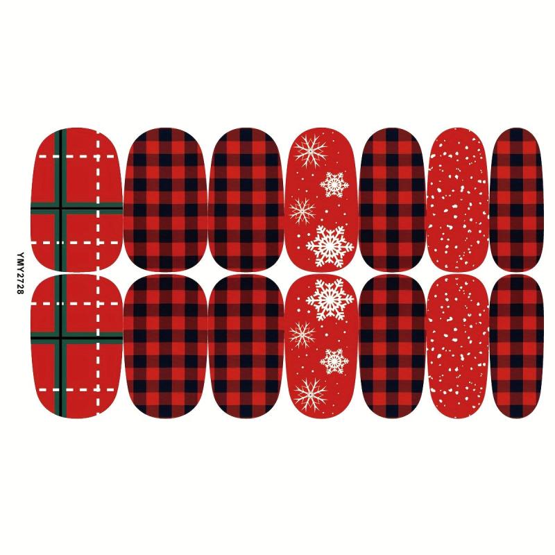 Christmas Plaid Nail Polish Stickers - Festive Holiday Designs