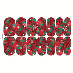 Christmas Plaid Nail Polish Stickers - Festive Holiday Designs