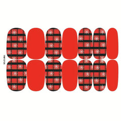 Christmas Plaid Nail Polish Stickers - Festive Holiday Designs
