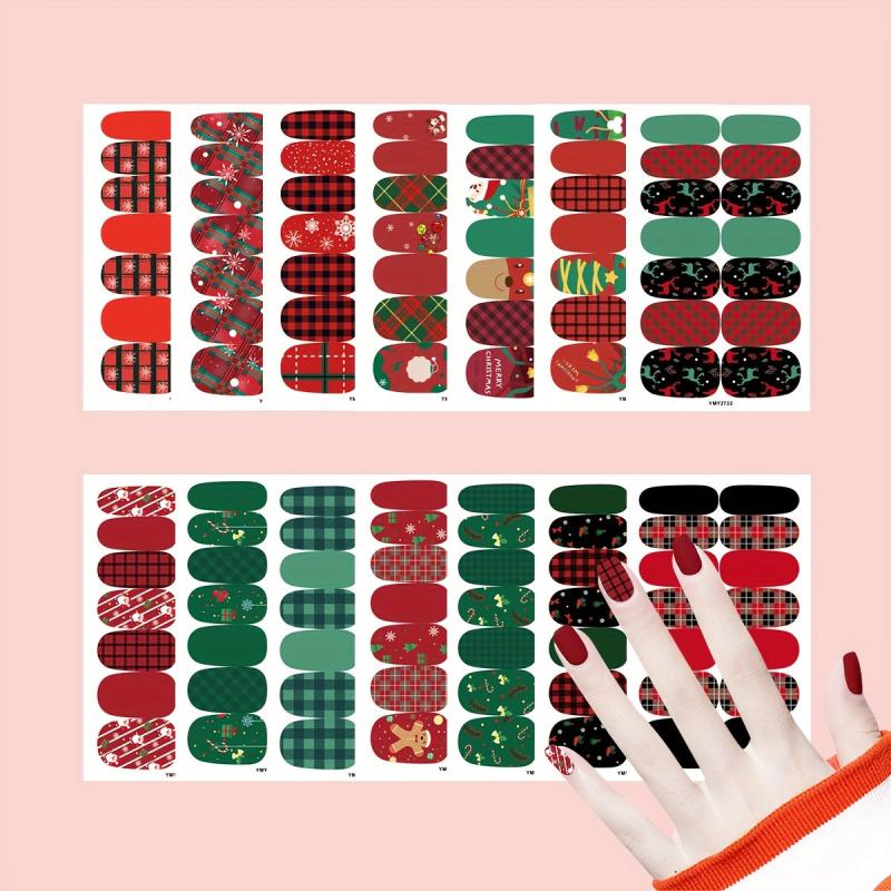 Christmas Plaid Nail Polish Stickers - Festive Holiday Designs