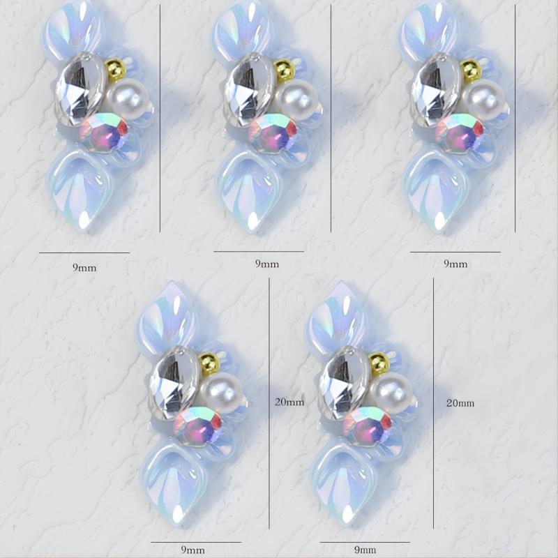 3D Nail Charms Resin Flower with Pearls Nail Art Jewelry