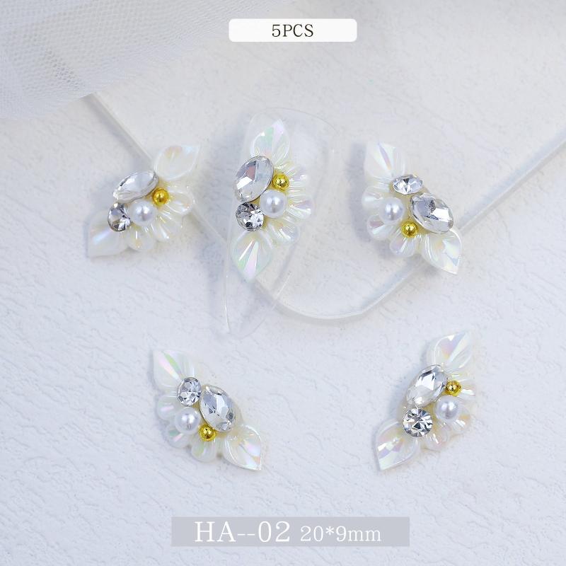 3D Nail Charms Resin Flower with Pearls Nail Art Jewelry